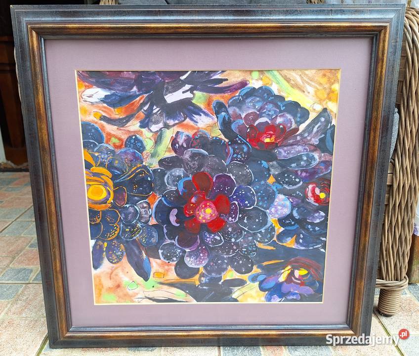 Obraz olejny kwiaty motywy kwiatowe 605x595 Jawor