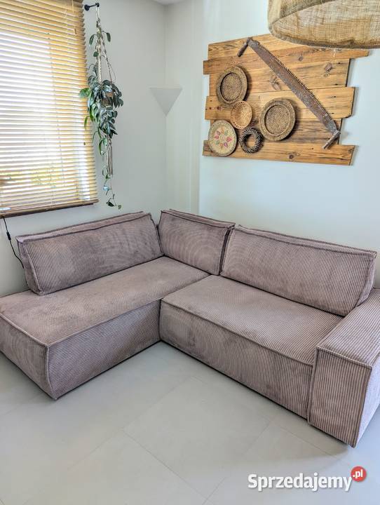 Narożnik rozkładany sztruksowy sofa do salonu Bolmin