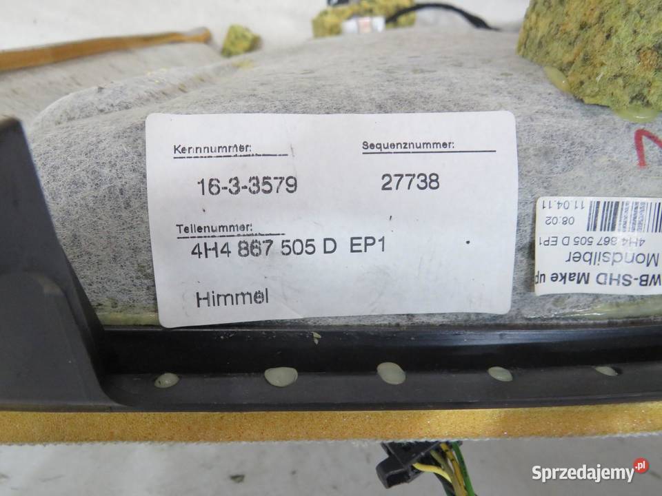 PODSUFITKA LONG AUDI A8 D4 4H4867505D sprzedam