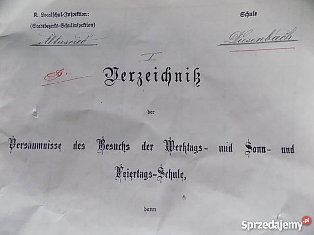 Niemiecki dokument 1887r Andrychów