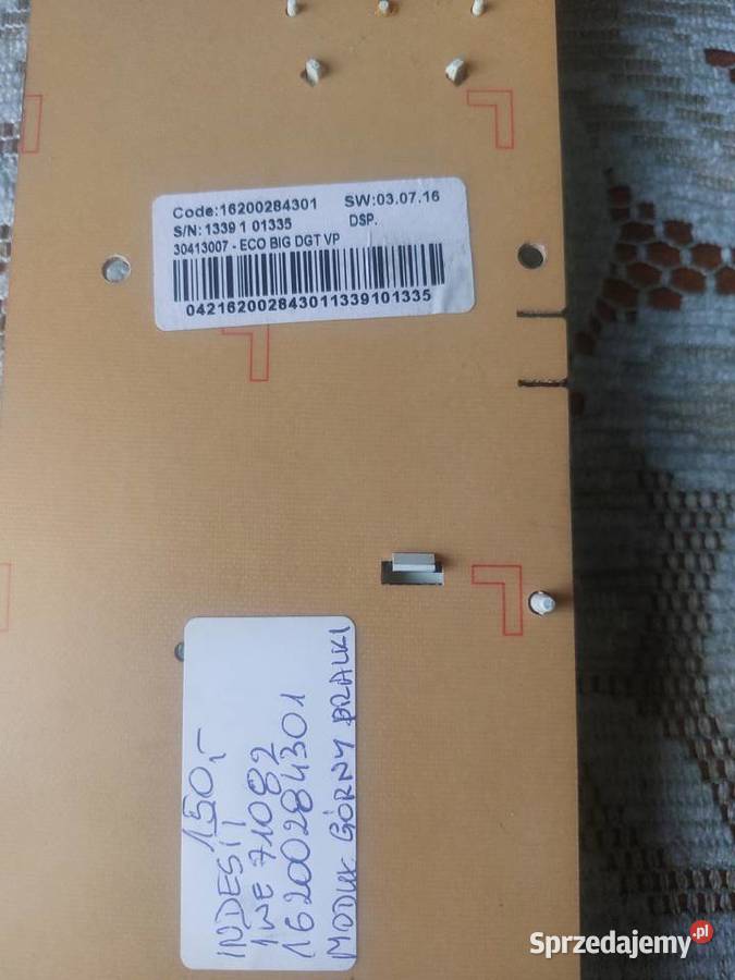 INDESIT IWE 71082 16200284301 MODUŁ GÓRNY PRALKI wolnostojące Pralki i suszarki Nowy Sącz