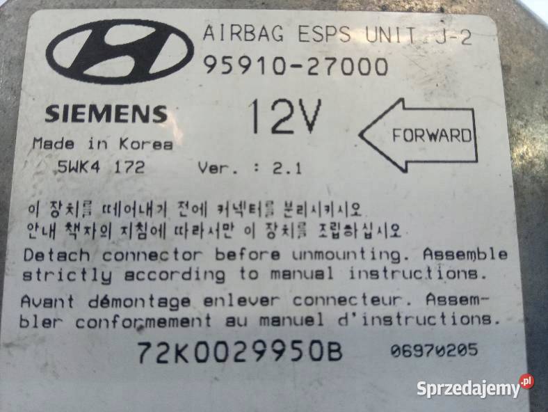 SENSOR AIRBAG 9591027000 Hyundai Coupe I Komputery