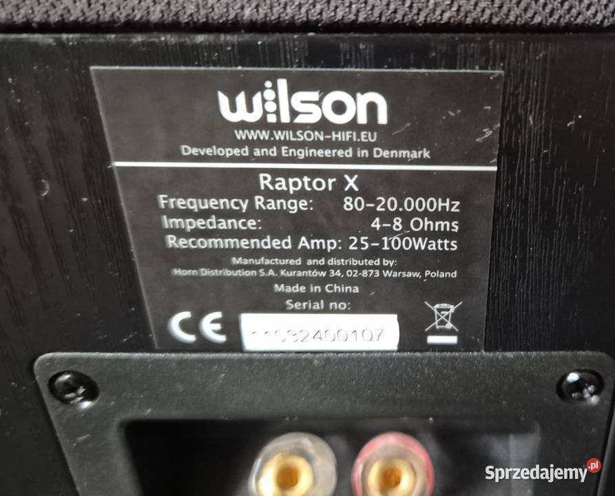 Kolumny głośnikowe Atmos Wilson Raptor X Chorzów