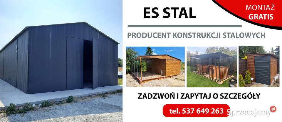 A182 Garaż Blaszany GRAFITOWY Wiata Hala Wiaty samodzielny Sanok