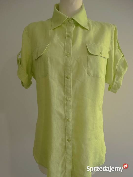 Koszula Tommy Hilfiger Lniana 100 Len Modny zielony