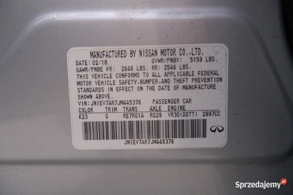INFINITI Q50S 2018 299700 ccm 405 Warszawa