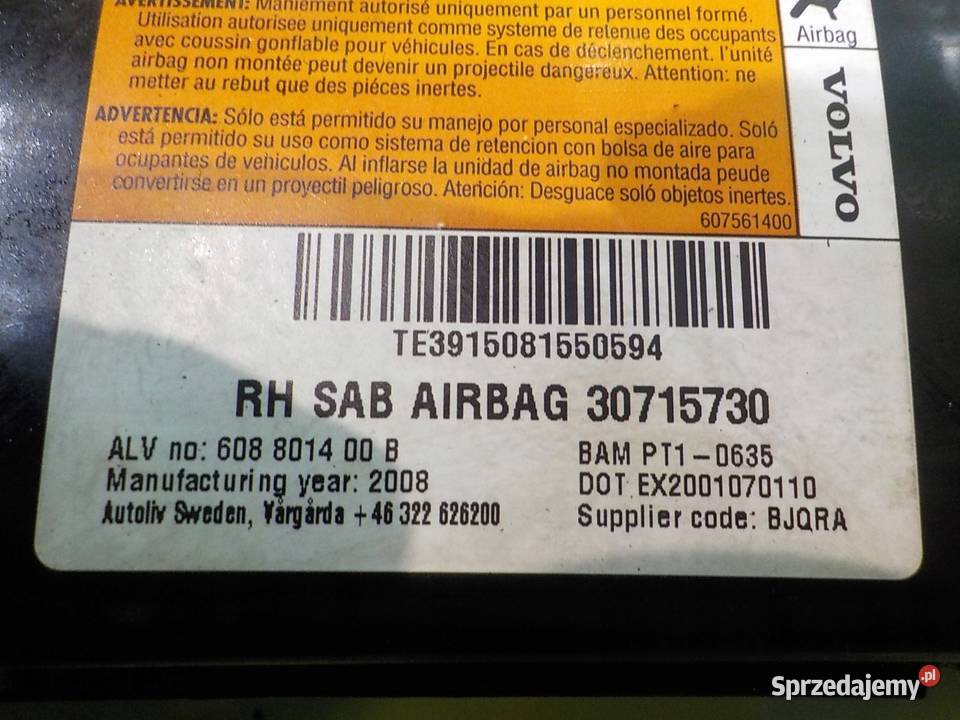 VOLVO S80 II 08r SEDAN 4D AIRBAG poduszka fotela osobowe Suków