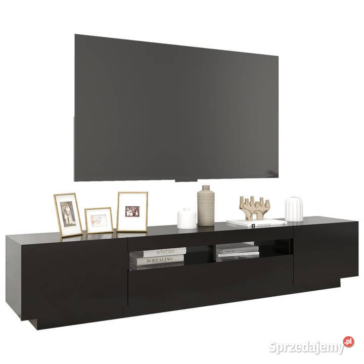 Szafka TV z oświetleniem LED czarna 200x35x40 Warszawa sprzedam
