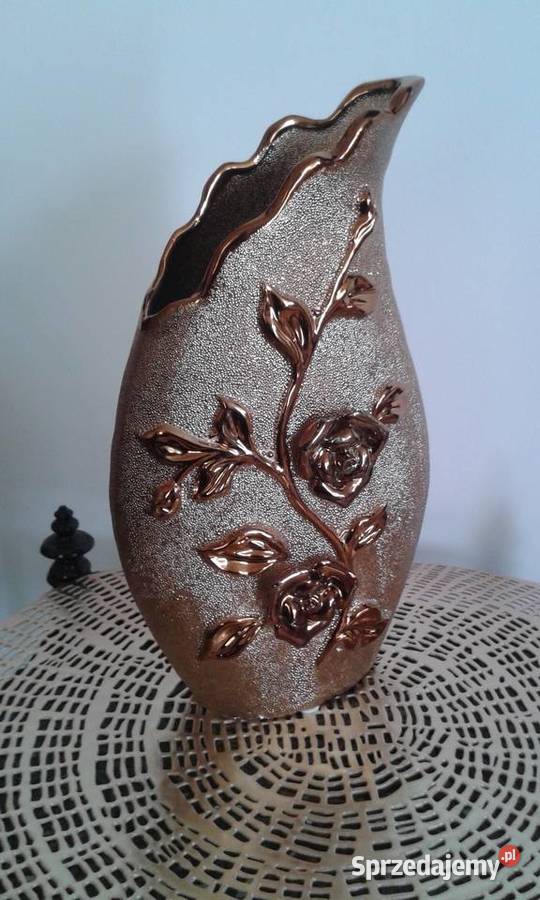 Wazon ozdobny róże złoty 28