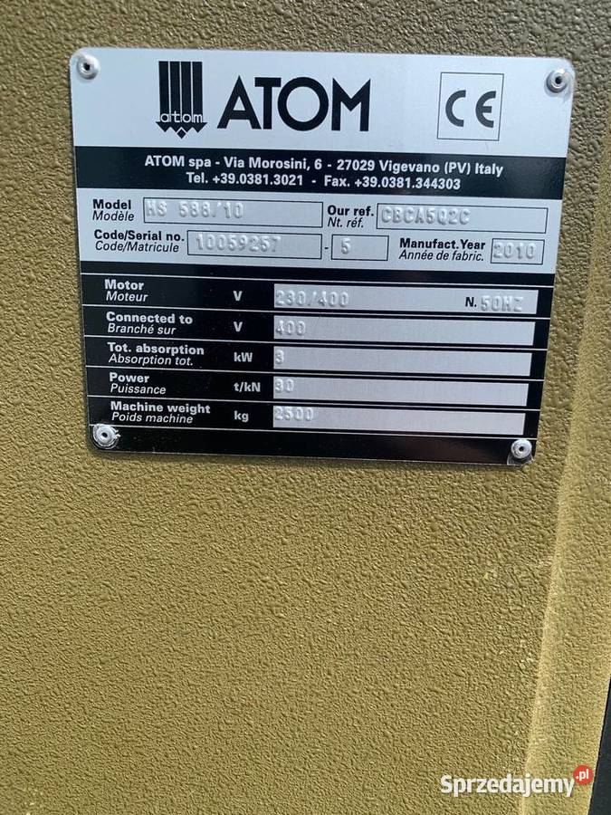 Atom HS588 10 Wycinarka prasa hydrauliczna Łaskarzew sprzedam