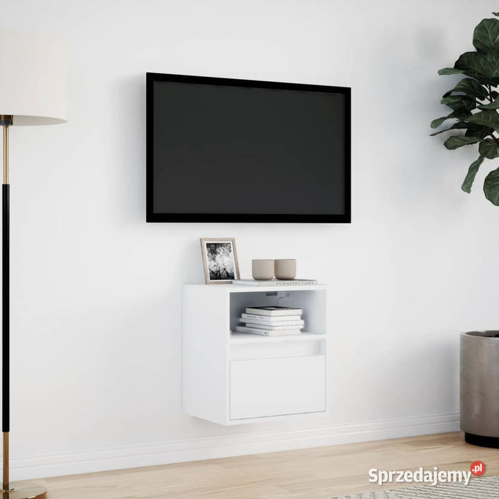 Ścienna szafka TV z LED biała 41x31x45 WM852313 mazowieckie Warszawa