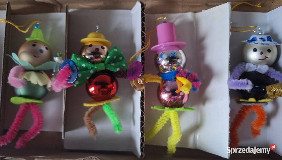 Bombka PRL stara kształtka na choinkę pajacyk Kalisz