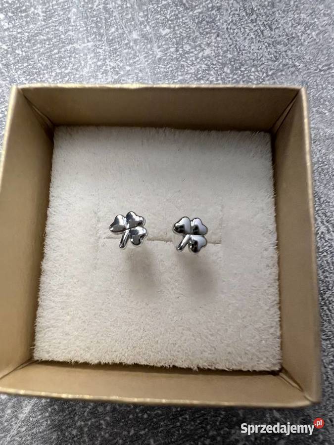 Kolczyki srebrne koniczyny koniczyna podkarpackie Jasło