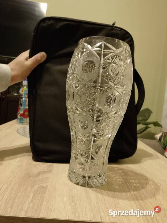 Duzy i ciezki wazon krysztalowy vintage z okresu pomorskie Gdańsk