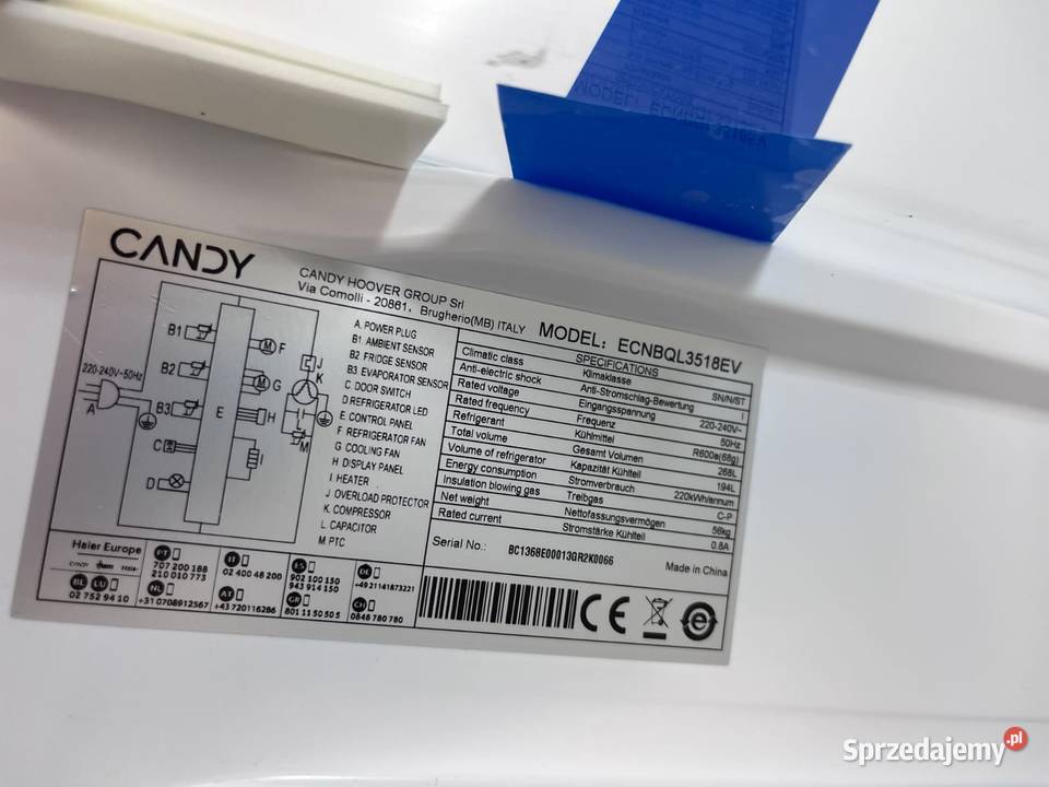 Lodówka do zabudowy Candy ECNBQL3518EV 1773 Warszawa