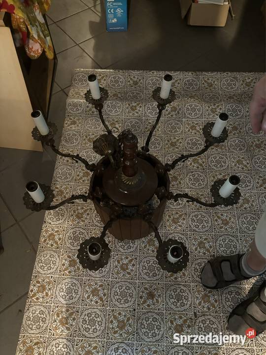 Żyrandol Mosiężnoporcelanowy 8 żarówek Warszawa