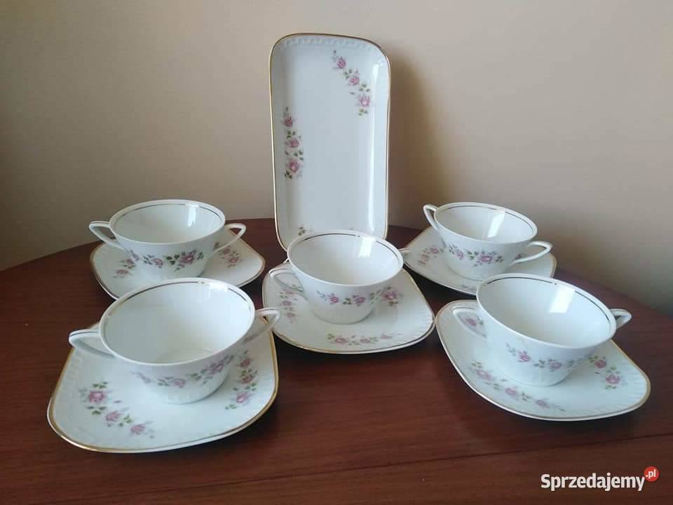 Półmisek porcelanowy z bulionówkami wawel dolnośląskie Wałbrzych