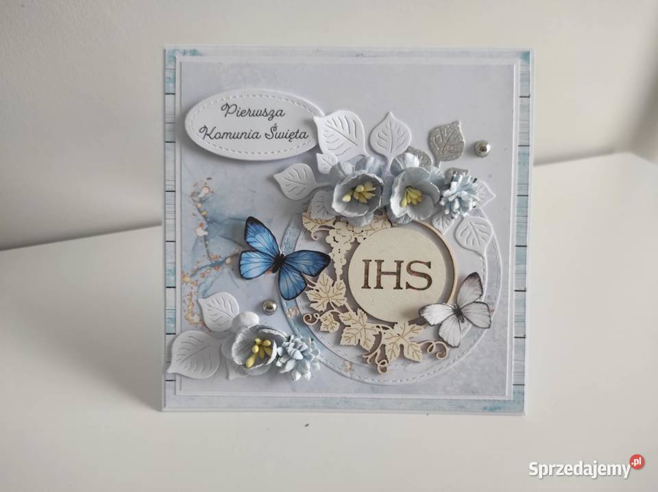 Kartka w pudełku ręcznie robiona na Komunię Łódź