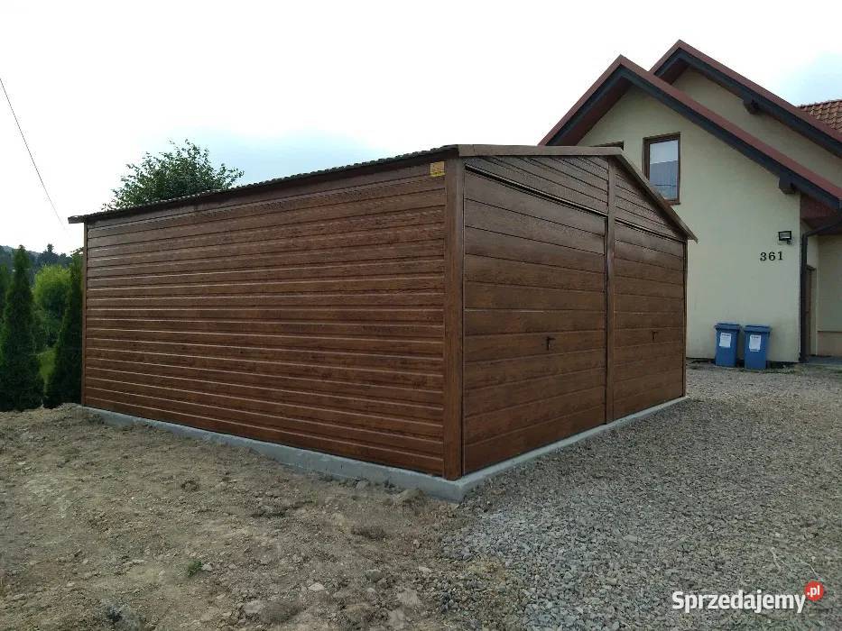 Garaż Blaszany Drewnopodobny ZŁOTY DĄB Garaże Leszno