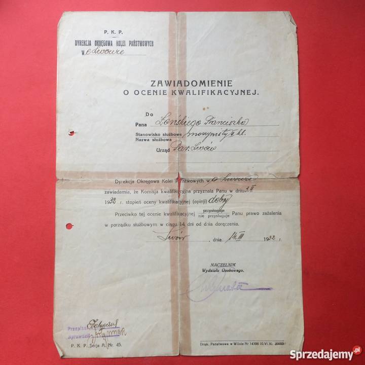 772 Lwów Zawiadomienie o Ocenie Kwalifikacyjnej Szczecin