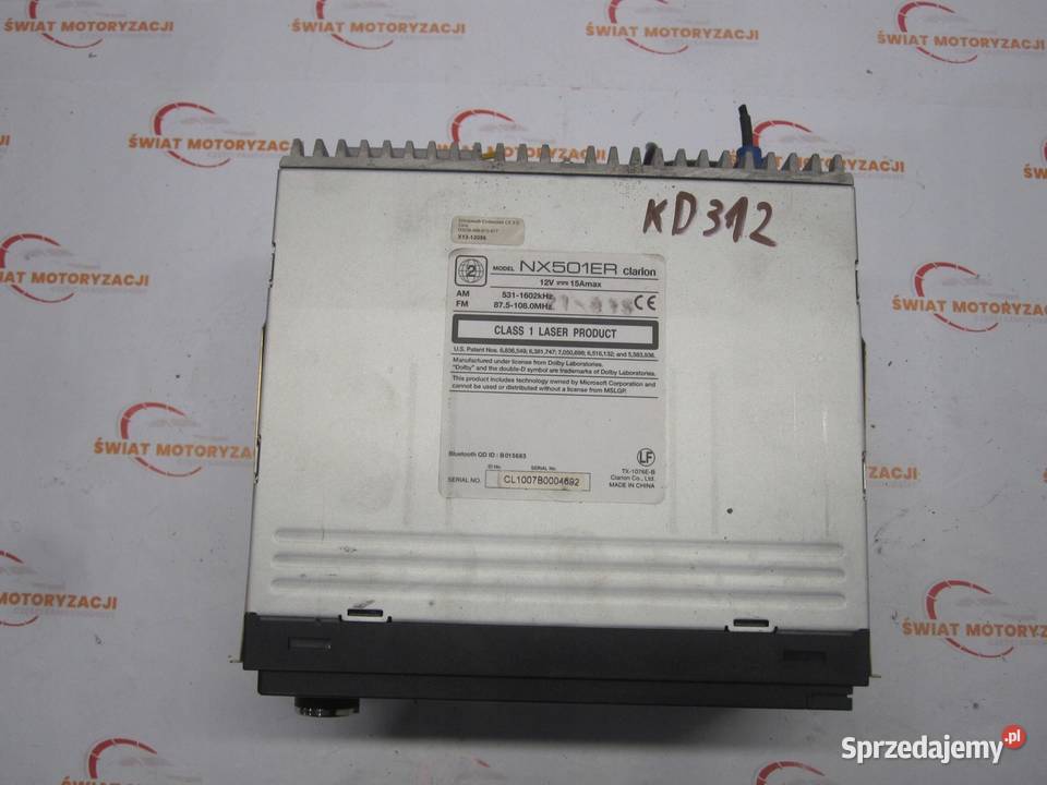 PEUGEOT 307 LIFT radio CLARION NX501ER Wyposażenie wnętrza świętokrzyskie