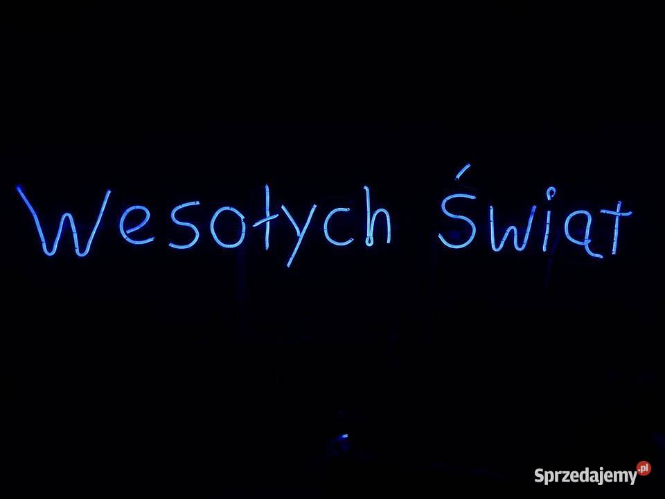 Napis Wesołych Świąt OZDOBA ŚWIĄTECZNA NEON 2D Gdów