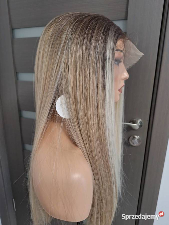 Peruka długa blond shatush z koronkową siateczką Dla kobiet Malbork sprzedam