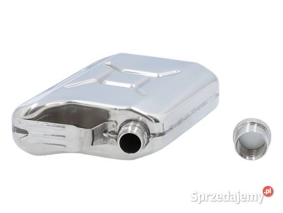 Srebrna Piersiówka w Kształcie Kanistra Stal Ostrowy nad Okszą