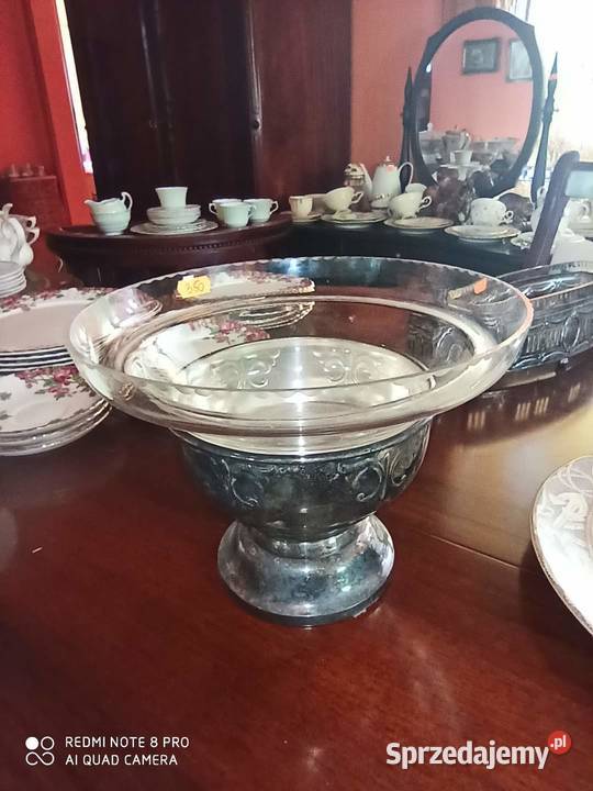 Żardinera Okrągła Patera Plater i szkło pomorskie Gdańsk