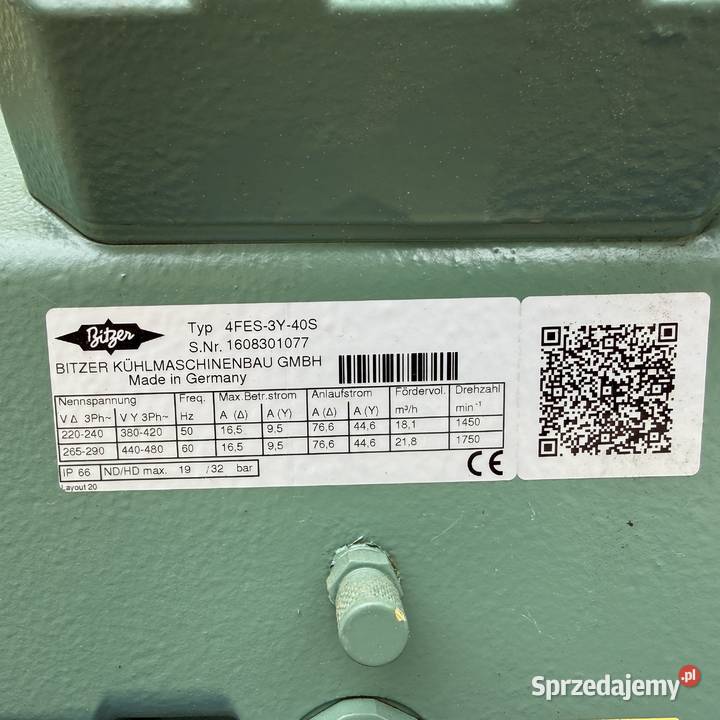 Sprężarka chłodnicza Bitzer 125kW5C40C 181mh Paczków sprzedam