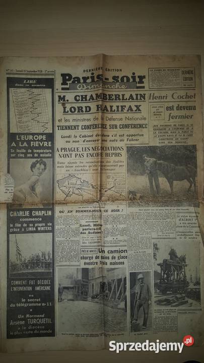 Mały dziennik z 1071939 r Paris soir z 10091938 Warszawa