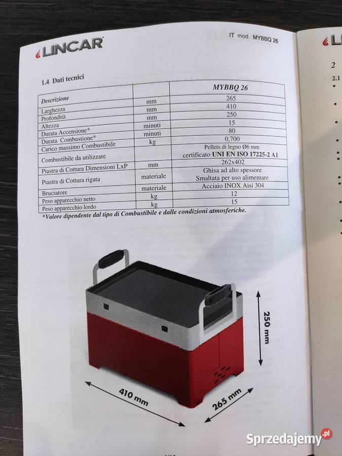 Grill na pellet balkonowy włoski Lincar Kielce