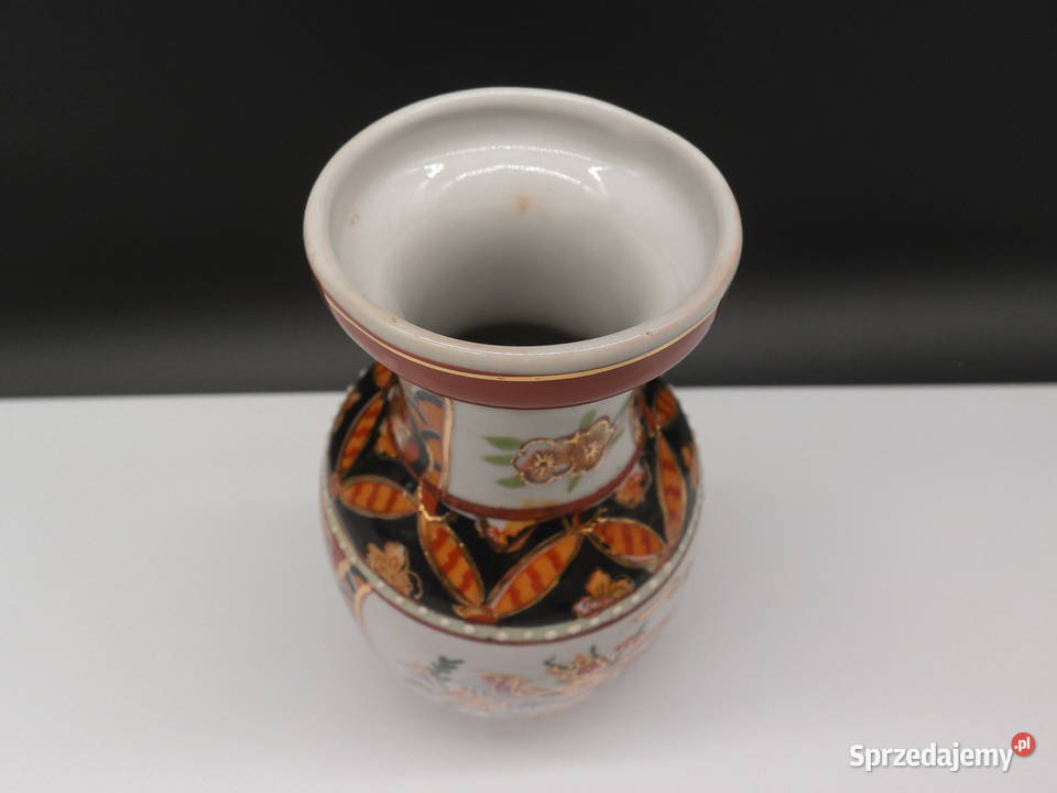 CHINY mały ręcznie malowany wazon ceramiczny wielkopolskie Raszków