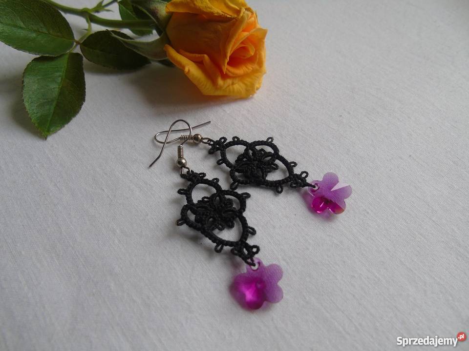 Kolczyki Frywolitkowe Wiśniowa