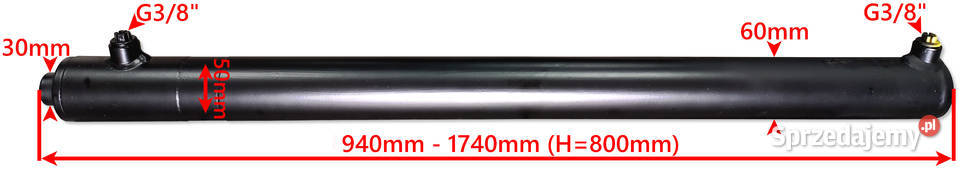Siłownik Hydrauliczny SMTG 50x30 SKOK 800 2STR Solec Kujawski