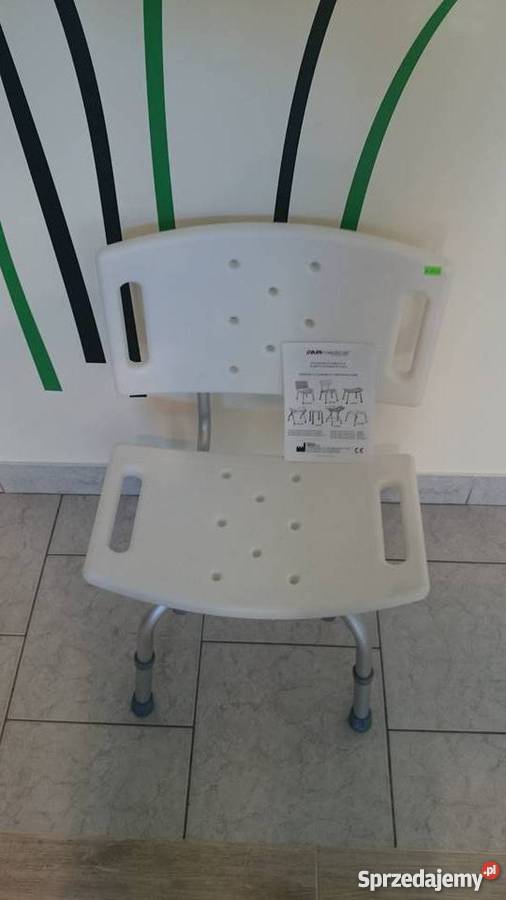 Krzesło prysznicowe z oparciem aluminiowe białe