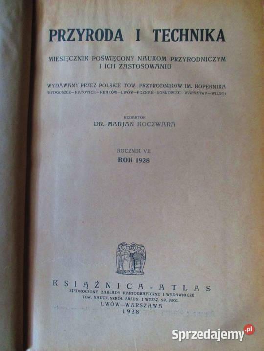 Przyroda i technika MKoczwara 1928 rocznik Łódź