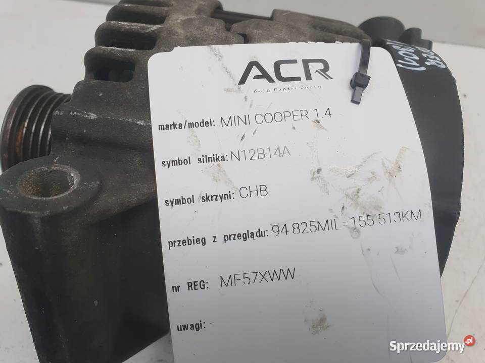 Mini One R56 14 16V VTi ALTERNATOR N12B14 Układ elektryczny silnika Chełm