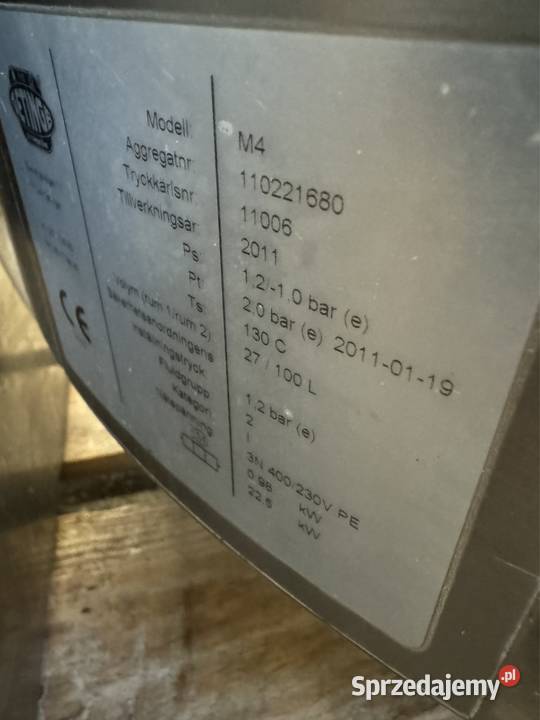 Kocioł warzelny z mieszadłem Getinge 100l Kalisz Pomorski