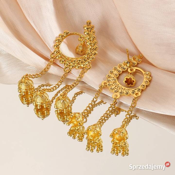 Ładne wiszące kolczyki złoty kolor orient Szczecin