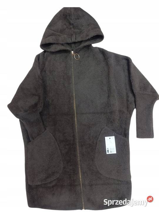 WIOSNAJESIEN GRUBY PŁASZCZ Alpaka Kardigan UNI czarny łódzkie Wieluń