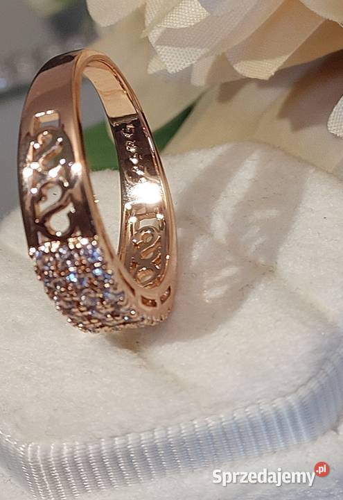 Pierścionek z cyrkoniami Różowe złoto 585 Pierścionki Gliwice