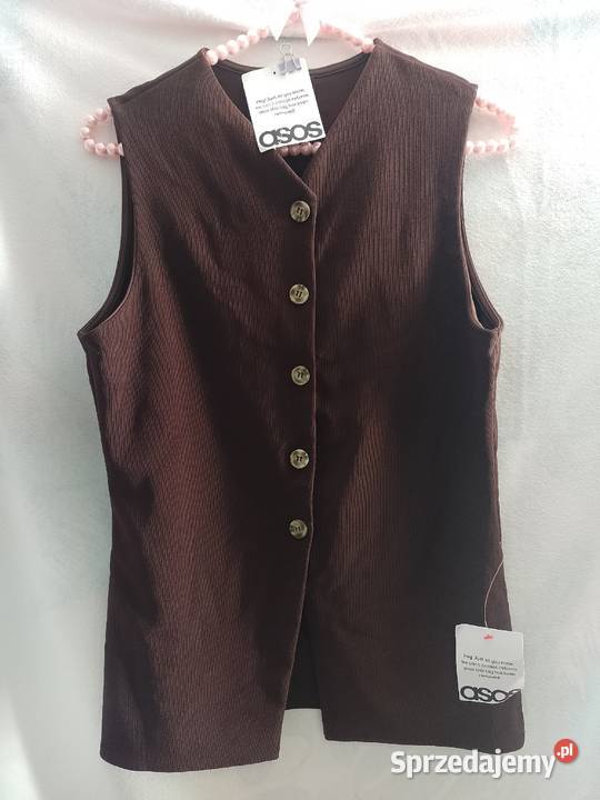 4042 ASOS Brązowa kamizelka ołówkowa z Londynu Kraków sprzedam