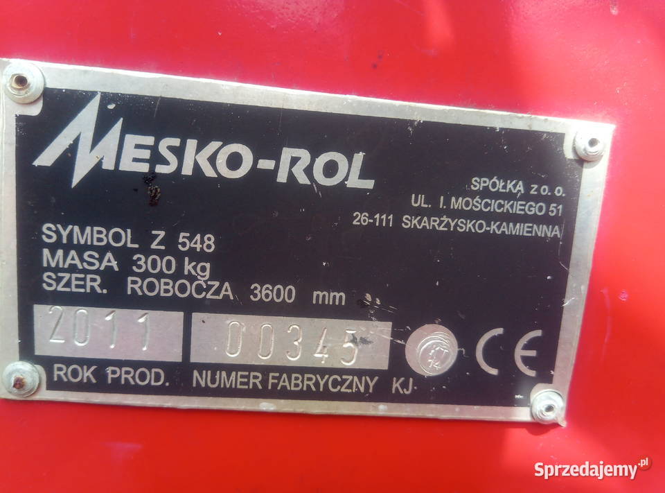 zgrabiarka Mesko z548 z 2011 Bargłów Kościelny sprzedam