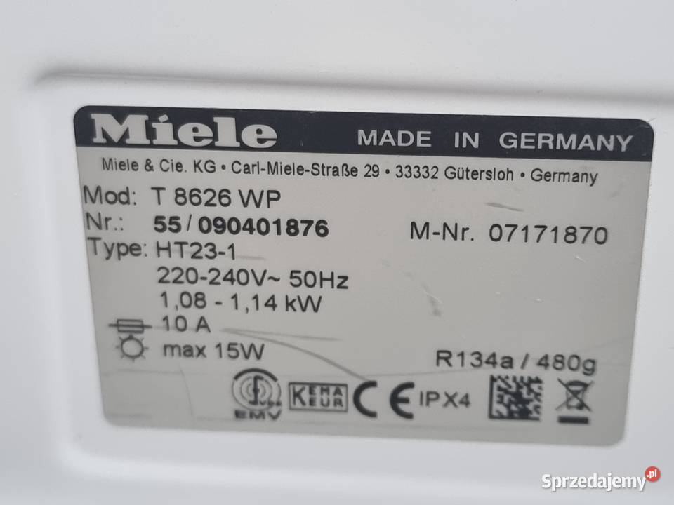 Suszarka kondesacyjna z pompą ciepła Miele T AGD Wrocław