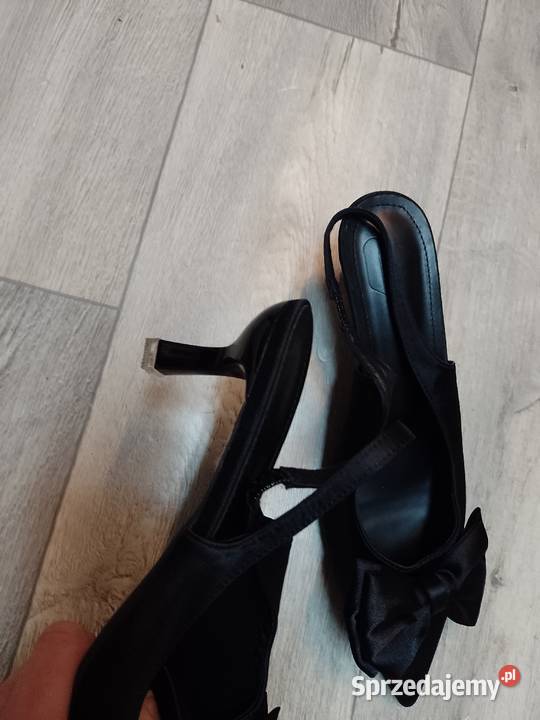 43 Czarne czółenka wieczorowe z odkrytą piętą Kraków sprzedam