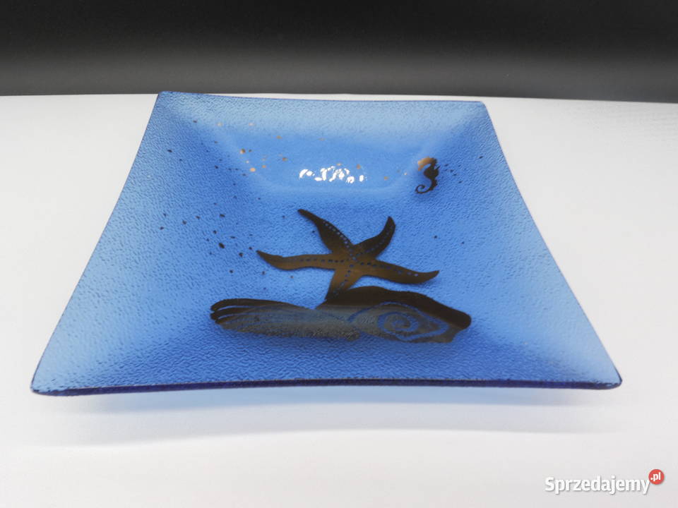 Szklany Talerz Dekoracyjny Motyw Morski sprzedam