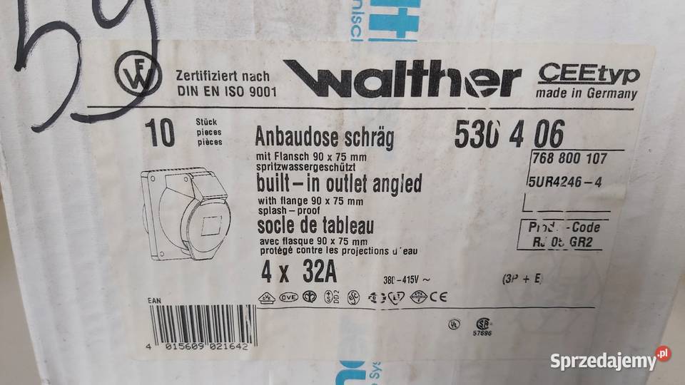 Gniazdo siłowe tablicowe 32A 4P Walther 530406 Wyszków sprzedam