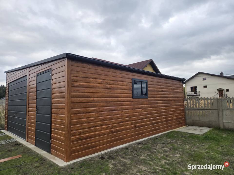 Garaż Blaszany Premium 55x6m spad na prawo złoty Rzeszów