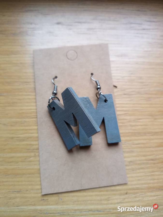 Kolczyki drewniane M handmade Biżuteria śląskie Sosnowiec